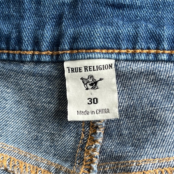 TRUE RELIGION size 30 high waist slim straight leg ornate jeans denim streetwear - Picture 13 of 16